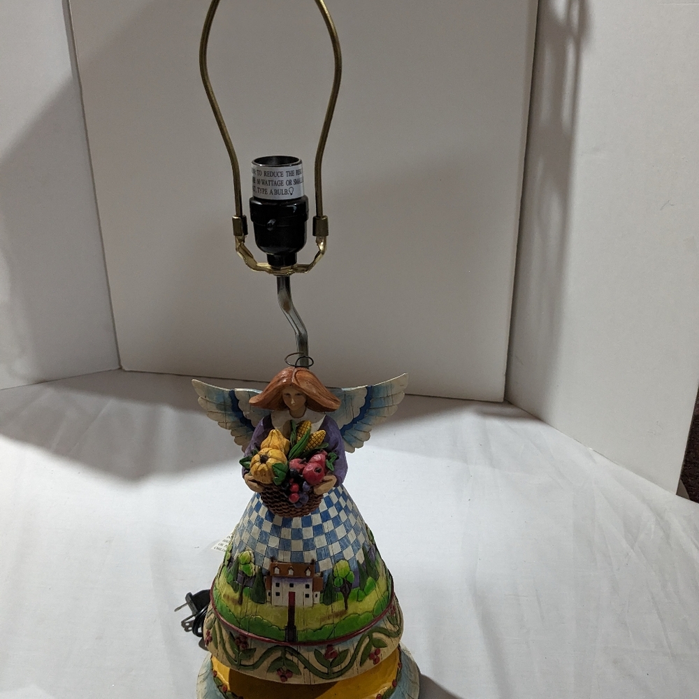 Jim Shore Lamp- Heartwood Creek- angel with vegetable basket 2004